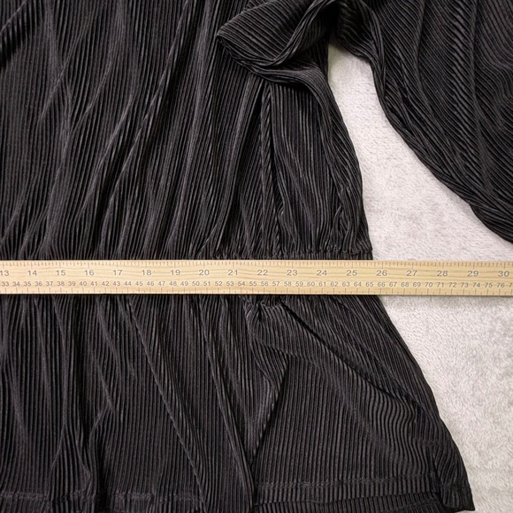 Lane Bryant Black Pleated V-Neck Peplum Tunic Top Plus Size 38/40 Dark Coquette - Picture 12 of 16